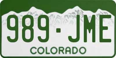 CO license plate 989JME