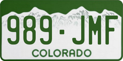 CO license plate 989JMF