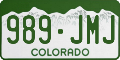 CO license plate 989JMJ