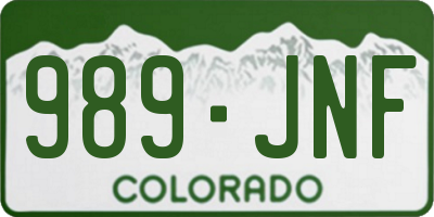 CO license plate 989JNF