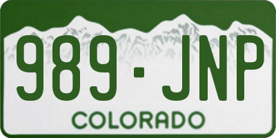 CO license plate 989JNP