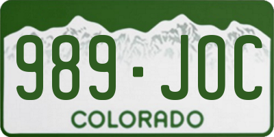 CO license plate 989JOC