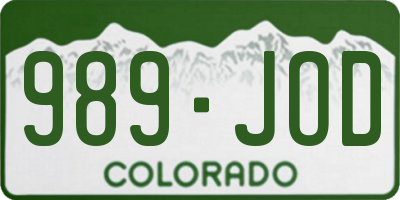 CO license plate 989JOD