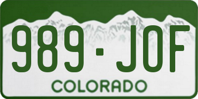 CO license plate 989JOF
