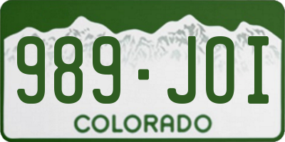 CO license plate 989JOI