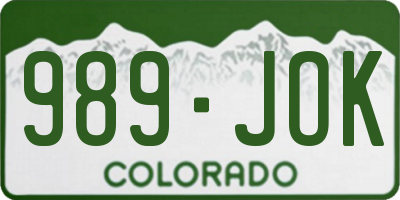 CO license plate 989JOK