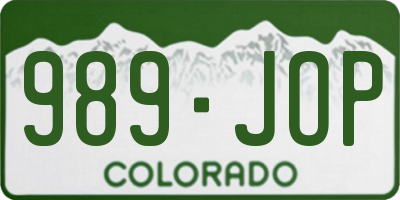 CO license plate 989JOP