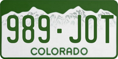 CO license plate 989JOT