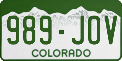 CO license plate 989JOV