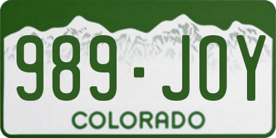 CO license plate 989JOY