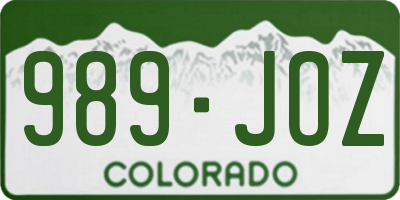 CO license plate 989JOZ