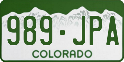CO license plate 989JPA