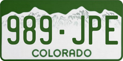 CO license plate 989JPE