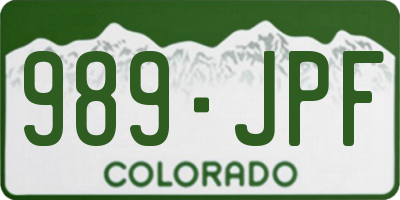 CO license plate 989JPF