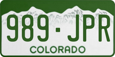 CO license plate 989JPR