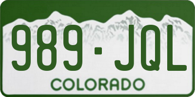 CO license plate 989JQL