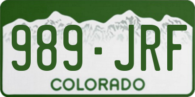 CO license plate 989JRF