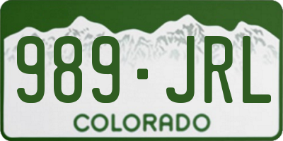 CO license plate 989JRL