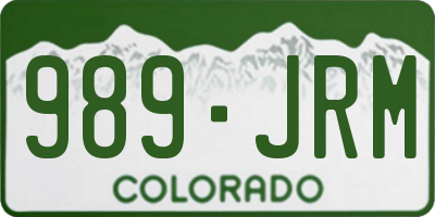 CO license plate 989JRM