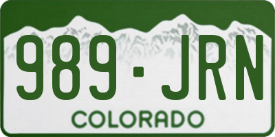 CO license plate 989JRN