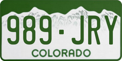 CO license plate 989JRY