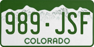 CO license plate 989JSF