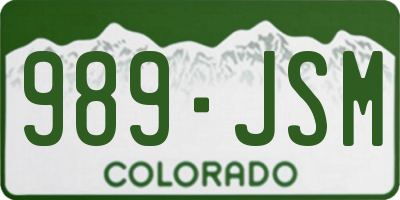CO license plate 989JSM