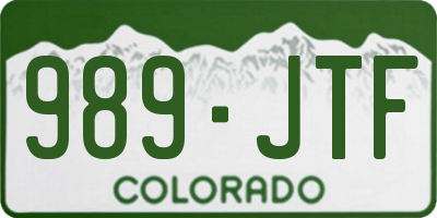 CO license plate 989JTF