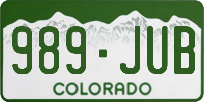 CO license plate 989JUB