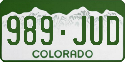 CO license plate 989JUD