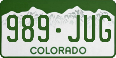 CO license plate 989JUG