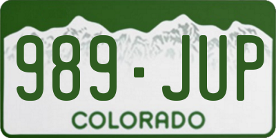 CO license plate 989JUP