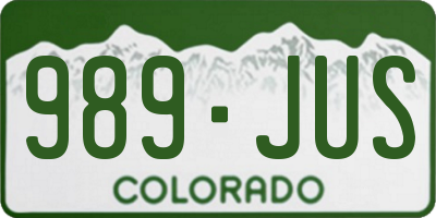CO license plate 989JUS