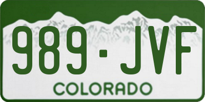 CO license plate 989JVF