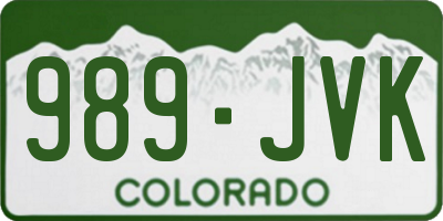 CO license plate 989JVK