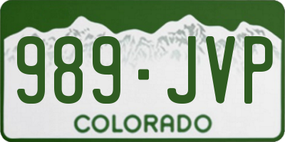 CO license plate 989JVP