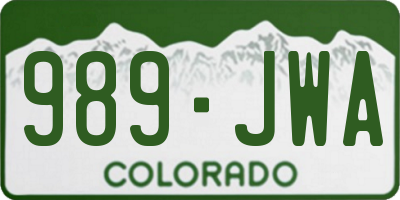 CO license plate 989JWA