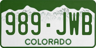CO license plate 989JWB