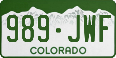 CO license plate 989JWF