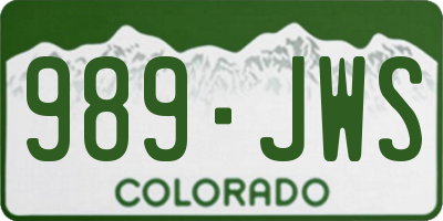 CO license plate 989JWS