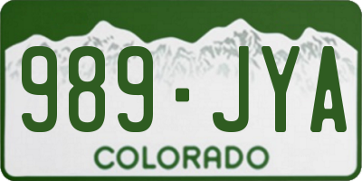 CO license plate 989JYA