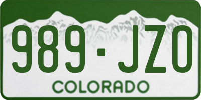 CO license plate 989JZO