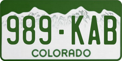 CO license plate 989KAB