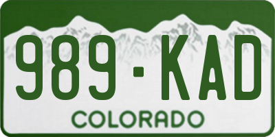 CO license plate 989KAD