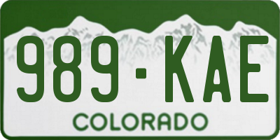 CO license plate 989KAE