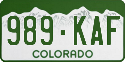 CO license plate 989KAF