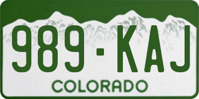 CO license plate 989KAJ