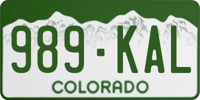 CO license plate 989KAL