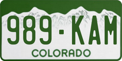 CO license plate 989KAM