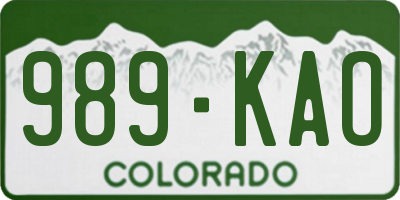 CO license plate 989KAO